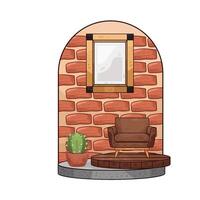 In the living room there is a photo display vector