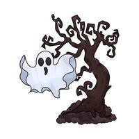 ghosts hover in the haunted trees vector