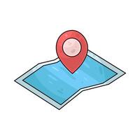 Illustration of map with Pin vector
