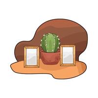 cactus with photo frame vector