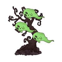 illustration of ghosts flying in the trees vector