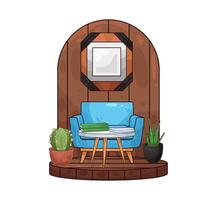 photo frame on the living room wall vector