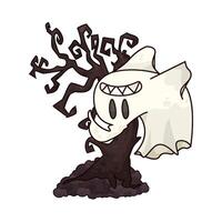 ghost hovering near the tree vector