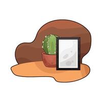 illustration of photo frame and cactus vector