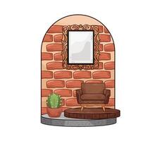 illustration of In the living room there is a photo display vector