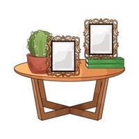 illustration of photo frame with cactus vector