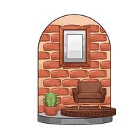 illustration of Photo frames are displayed on the living room wall vector