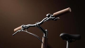 Close-up of bicycle handlebars against dark background showcasing fine details and craftsmanship photo