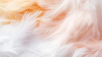 Soft and fluffy feathers in shades of white and peach arranged artistically for background use photo