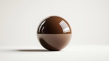 Smooth chocolate sphere resting on a light surface with reflections in a minimalist setting photo