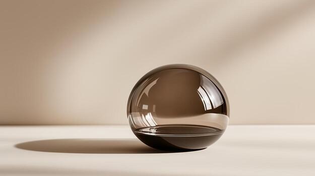 elegante marrón vaso esfera fundición suave oscuridad en un minimalista superficie en calentar natural ligero foto