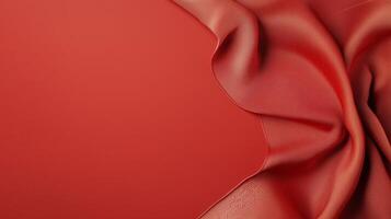 Textured red fabric with soft draping showcasing rich color and smooth surface photo