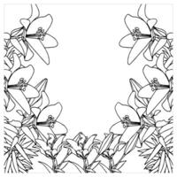 Frame with lilies in doodle style. Element for your design. illustration isolated on white background. vector