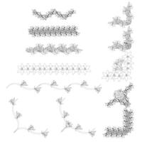 Set of borders and corners from lilies in doodle style. Elements for your design. illustration isolated on white background. vector