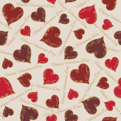 Seamless Valentine Elegant Heart With Swirls And Happy Valentines Day Text