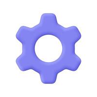 Violet purple gear, setting symbol. Technical support, repair, service, optimization and workflow concept. 3d icon. Cartoon minimal style. vector