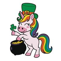 Unicorn with Shamrock and Pot of Gold St. Patrick's Day Illustration vector