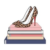 Leopard Print High Heels on Stacked Books vector