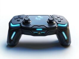 Futuristic looking controller with a blue screen photo