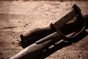 Historic Swedish Clearing axe with X marks on shaft photo