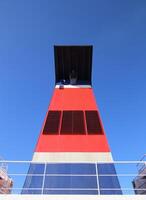 Wide angle shot of the chimney of a passenger ferry photo