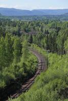Outlook over railroad track at Doeda Fallet in Sweden photo