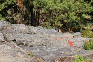 Ancient rock paintings in Naesaaker ins Sweden photo