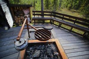 Cooking pit at resting place in Vackermyren, the beautiful mire, in Sweden photo