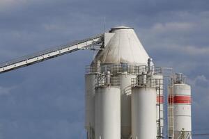Industrial bulk storage building of a concrete factory photo