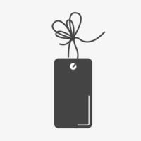 Rectangle label tag. Sale or gift empty sticker and string. Cardboard Decorative shape. Black gift tag vector