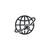 illustration design outline of an aeroplane route around the world globe shape line. vector