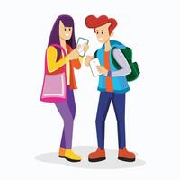 Two students are discussing vector