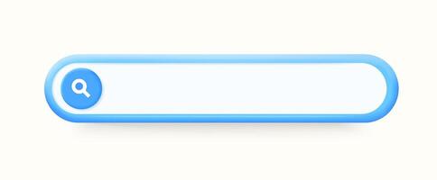 Blue blank 3d search bar on white background. Search bar design element. Navigation and search concept. 3d illustration. vector