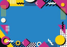 Geometry Background 90s Patterns on Blue vector