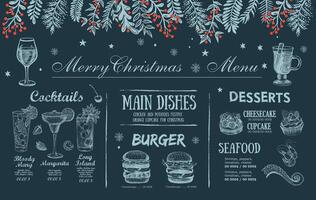 Christmas and New Year menu cafe. Template design. Hand drawn illustrations. . vector