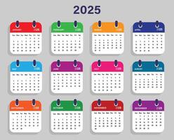 2025 Calendar Template, 2025 wall and Desk calendar design abstract template design for 2025 new year vector