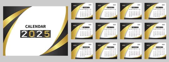 Desk Calendar 2025 template design, Office Calendar 2025, template for annual calendar 2025, Calendar Design Template vector