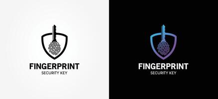 Lock logo design with fingerprint scanning combination, security privacy illustration vector