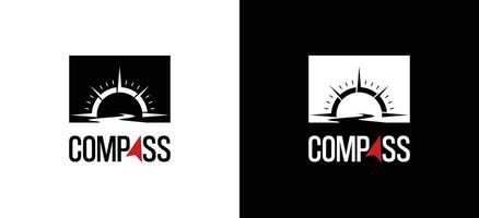 Compass and road logo design template with negative space vector