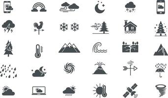 Weather Forecast Icons Set Nature, Climate, And Technology various weather conditions vector