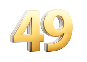 3D Golden Shiny Number 49 Forty Nine With Silver Outline 3D Illustration png