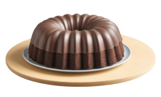 Mocha mousse bundt cake with a dense, rich chocolate cake base and a smooth mocha mousse filling, topped png