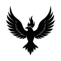 A black bird with wings spread out on a white background vector