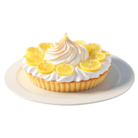 Lemon meringue tart golden toasted swirls lemon filling oozing Food and Culinary concept png