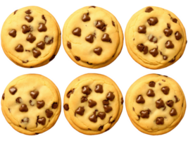 Chocolate Chip Cookies A plate of freshly baked chocolate chip cookies with soft, golden-brown edges and gooey chocolate chips png