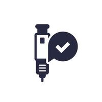insulin injection icon with check mark vector