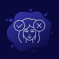decision making icon with a woman, line vector