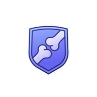 joint protection icon with shield, vector
