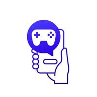 mobile games icon with a phone in hand vector