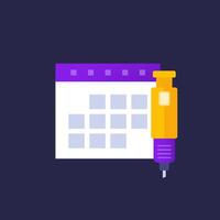 insulin injection schedule icon, vector